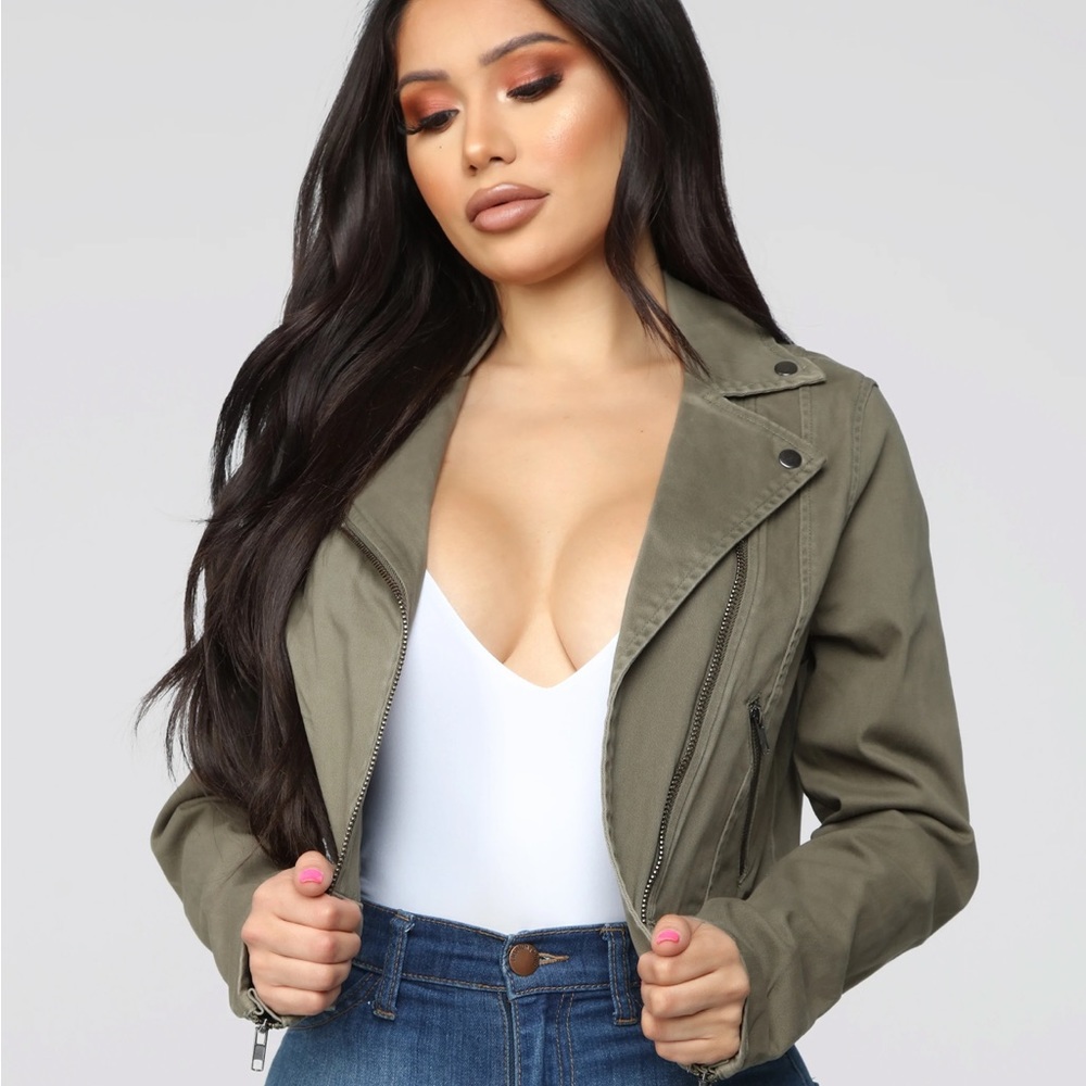 Olive green zipper jacket